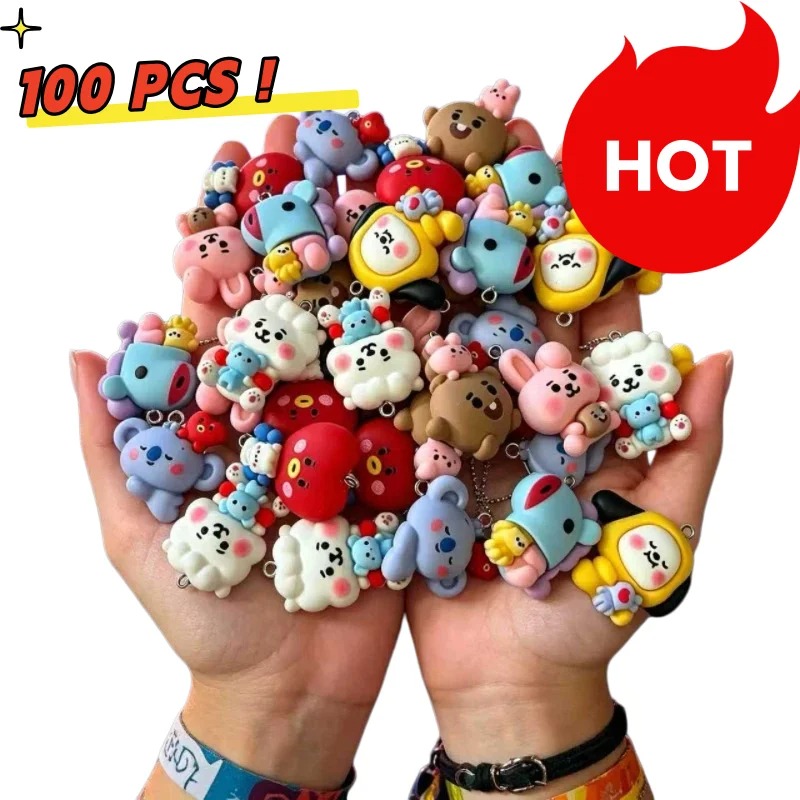 Resin Craft Projects - 7pcs BT21 Resin Cartoon Charm DIY