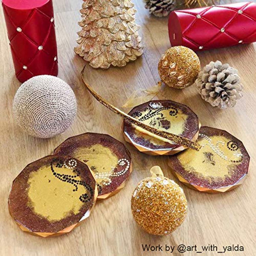4 Pack Coaster Molds - Diamond - Geode Mold Silicone review and price