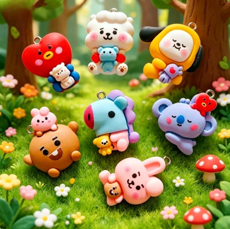 7pcs BT21 Resin Cartoon Charm  - Resin Craft Projects review and price